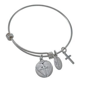 Footnotes Sterling Silver Extraordinary Life Cross Charm Slide Bracelet 7.25"